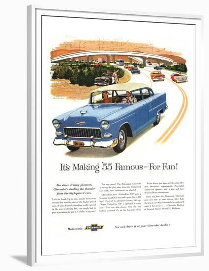 1955 GM Chevy Famous for Fun-null-Framed Premium Giclee Print