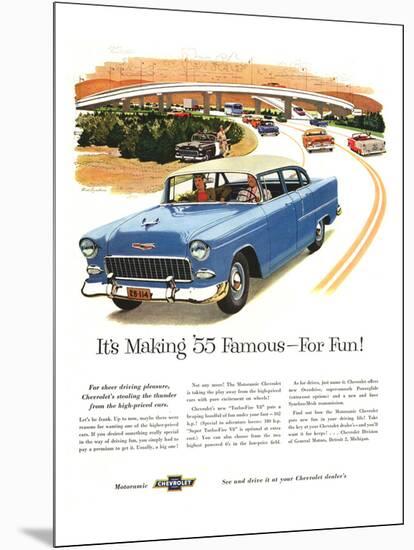 1955 GM Chevy Famous for Fun-null-Mounted Premium Giclee Print