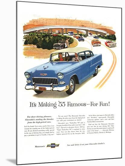 1955 GM Chevy Famous for Fun-null-Mounted Art Print