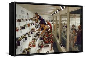 1955: Judges Examining Various Preserves and Butters, at the Iowa State Fair, Des Moines, Iowa-John Dominis-Framed Stretched Canvas