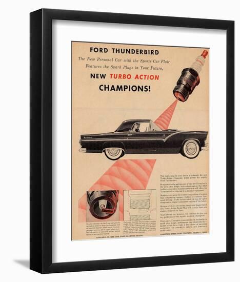 1955 Thunderbird-Turbo Action-null-Framed Art Print