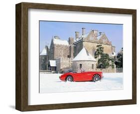 1956 Austin Healey 100M In Snow In Front Of Palace House, Beaulieu-null-Framed Photographic Print