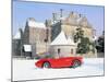 1956 Austin Healey 100M In Snow In Front Of Palace House, Beaulieu-null-Mounted Photographic Print