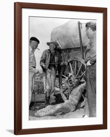 1956 The Last Wagon On the set, Delmer Daves and Richard Widmark-null-Framed Photo