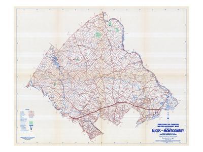 '1958, Bucks and Montgomery Counties Map, Pennsylvania, United States
