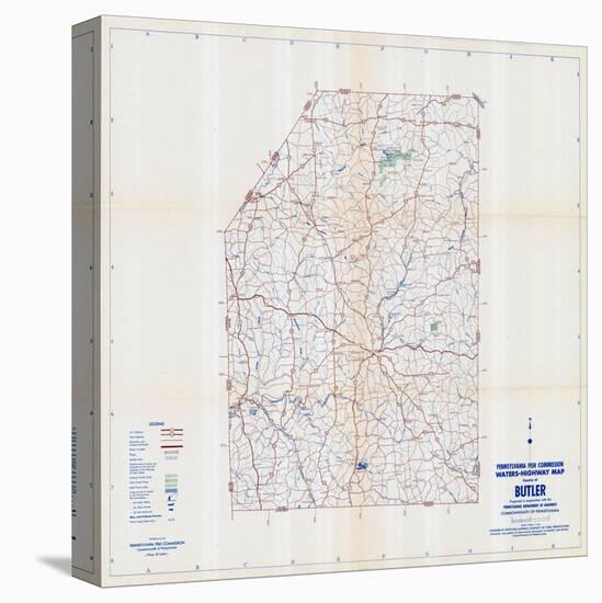 1958, Butler County Map, Pennsylvania, United States-null-Stretched Canvas