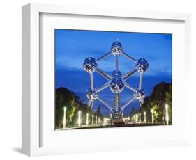 1958 World Fair, Atomium Model of An Iron Molecule, Illuminated at Night, Brussels, Belgium, Europe-Christian Kober-Framed Photographic Print