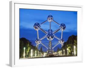 1958 World Fair, Atomium Model of An Iron Molecule, Illuminated at Night, Brussels, Belgium, Europe-Christian Kober-Framed Photographic Print