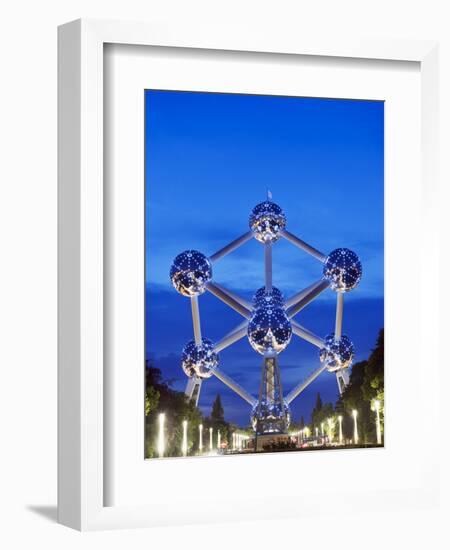 1958 World Fair, Atomium Model of An Iron Molecule, Illuminated at Night, Brussels, Belgium, Europe-Christian Kober-Framed Photographic Print