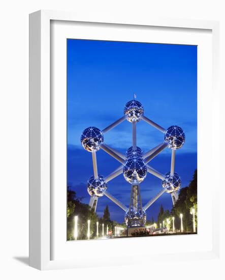 1958 World Fair, Atomium Model of An Iron Molecule, Illuminated at Night, Brussels, Belgium, Europe-Christian Kober-Framed Photographic Print