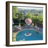 1959: a Family at their Backyard Swimming Pool-Frank Scherschel-Framed Photographic Print