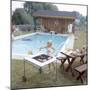 1959: Family Cookout and Enjoying the Backyard Swimming Pool, Trenton, New Jersey-Frank Scherschel-Mounted Premium Photographic Print