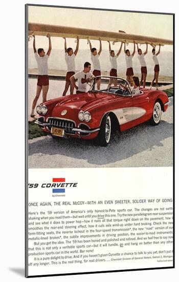 1959 GM Corvette Sports Car-null-Mounted Art Print