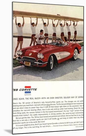 1959 GM Corvette Sports Car-null-Mounted Art Print