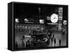 1959 Grand Central Passenger Railroad Station Main Hall Information Booth and Train Ticket-null-Framed Stretched Canvas