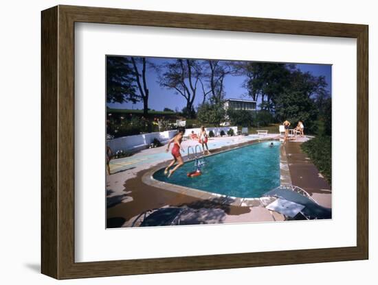 1959: Mrs. Wilbur S. Forrest's Pool in New Hope, Pa., a Treat for Her Eight Grandchildren-Frank Scherschel-Framed Photographic Print