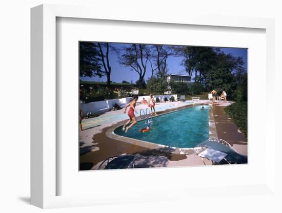 1959: Mrs. Wilbur S. Forrest's Pool in New Hope, Pa., a Treat for Her Eight Grandchildren-Frank Scherschel-Framed Photographic Print