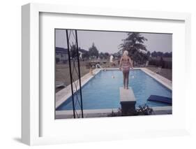 1959: Susan in Diving Stance During a Family Cookout, Trenton, New Jersey-Frank Scherschel-Framed Photographic Print