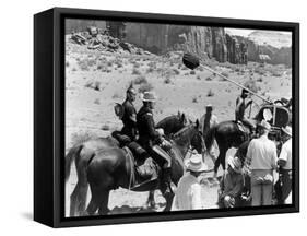 1960, Woody Strode, Jeffrey Hunter and John Ford-null-Framed Stretched Canvas