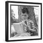 1960s 1970s BOY LEANING AGAINST TREE READING BOOK-Panoramic Images-Framed Photographic Print