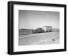 1960s-1970s Family Station Wagon and Camping Trailer Driving on Country Highway on Vacation-null-Framed Photographic Print