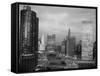 1960s Chicago, River Bridges and Downtown Skyline at Dusk Chicago,-null-Framed Stretched Canvas