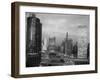 1960s Chicago, River Bridges and Downtown Skyline at Dusk Chicago,-null-Framed Photographic Print