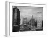 1960s Chicago, River Bridges and Downtown Skyline at Dusk Chicago,-null-Framed Photographic Print