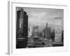 1960s Chicago, River Bridges and Downtown Skyline at Dusk Chicago,-null-Framed Photographic Print