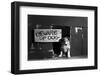 1960s COLLIE DOG PUPPY SITTING IN DOOR OF DOGHOUSE BEWARE OF DOG SIGN-H. Armstrong Roberts-Framed Photographic Print