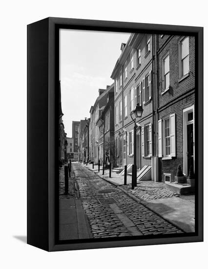 1960s Elfreth's Alley a Narrow Colonial Belgian Block Street Lined with Quaint Homes Philadelphia-null-Framed Stretched Canvas