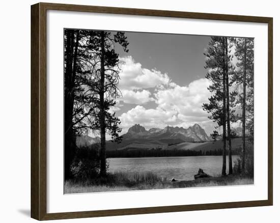 1960s Little Red Fish Lake in Idaho with Saw Tooth Mountains in Background-null-Framed Photographic Print