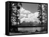 1960s Little Red Fish Lake in Idaho with Saw Tooth Mountains in Background-null-Framed Stretched Canvas