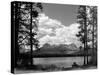 1960s Little Red Fish Lake in Idaho with Saw Tooth Mountains in Background-null-Stretched Canvas