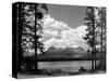 1960s Little Red Fish Lake in Idaho with Saw Tooth Mountains in Background-null-Stretched Canvas