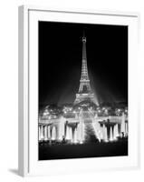 1960s Night Eiffel Tower across Fountains by Palais Du Chaillot Paris, France-null-Framed Photographic Print