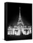 1960s Night Eiffel Tower across Fountains by Palais Du Chaillot Paris, France-null-Framed Stretched Canvas