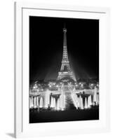 1960s Night Eiffel Tower across Fountains by Palais Du Chaillot Paris, France-null-Framed Photographic Print