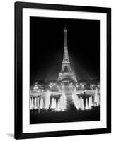 1960s Night Eiffel Tower across Fountains by Palais Du Chaillot Paris, France-null-Framed Photographic Print