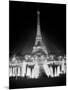 1960s Night Eiffel Tower across Fountains by Palais Du Chaillot Paris, France-null-Mounted Photographic Print