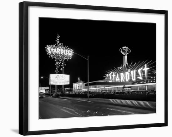 1960s Night Scene of the Stardust Casino Las Vegas,, Nevada-null-Framed Photographic Print