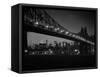 1960s Queensboro Bridge and Manhattan Skyline at Night New York City-null-Framed Stretched Canvas