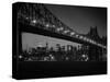 1960s Queensboro Bridge and Manhattan Skyline at Night New York City-null-Stretched Canvas