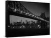 1960s Queensboro Bridge and Manhattan Skyline at Night New York City-null-Framed Stretched Canvas