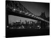 1960s Queensboro Bridge and Manhattan Skyline at Night New York City-null-Stretched Canvas