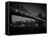 1960s Queensboro Bridge and Manhattan Skyline at Night New York City-null-Framed Stretched Canvas