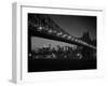 1960s Queensboro Bridge and Manhattan Skyline at Night New York City-null-Framed Premium Photographic Print