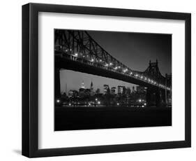 1960s Queensboro Bridge and Manhattan Skyline at Night New York City-null-Framed Photographic Print