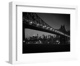 1960s Queensboro Bridge and Manhattan Skyline at Night New York City-null-Framed Photographic Print