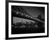 1960s Queensboro Bridge and Manhattan Skyline at Night New York City-null-Framed Photographic Print